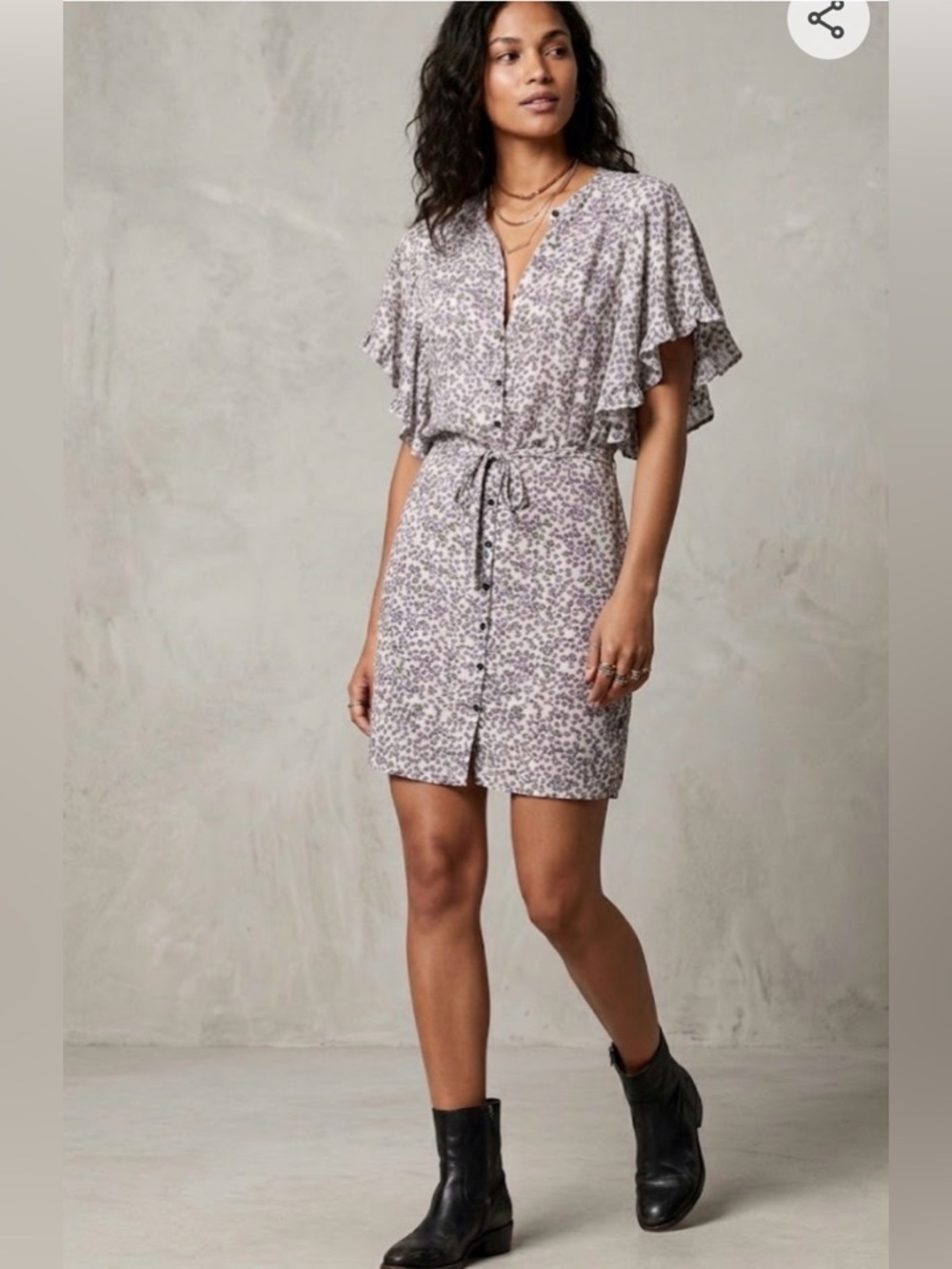 Zadig & Voltaire Floral Ruffled Sleeve Mini Dress Size XS